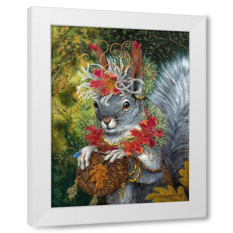 The Squirrelâ€™s Dream White Modern Wood Framed Art Print by Schmitz, Carolyn