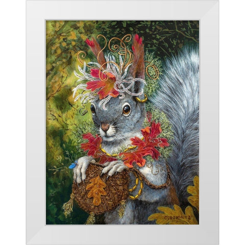 The Squirrelâ€™s Dream White Modern Wood Framed Art Print by Schmitz, Carolyn