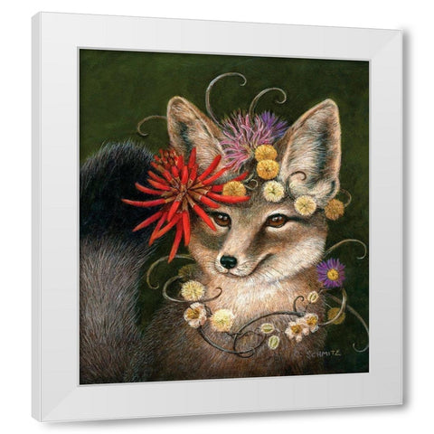 Kit Fox in Coral White Modern Wood Framed Art Print by Schmitz, Carolyn