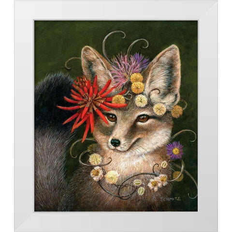 Kit Fox in Coral White Modern Wood Framed Art Print by Schmitz, Carolyn