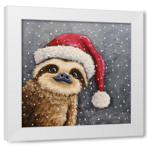 Merry Sloth White Modern Wood Framed Art Print by Stewart, Lucia