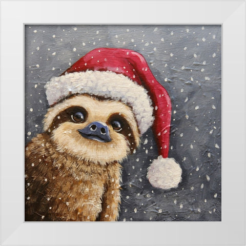Merry Sloth White Modern Wood Framed Art Print by Stewart, Lucia
