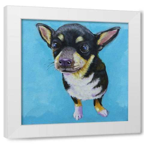 Rachels Dog White Modern Wood Framed Art Print by Stewart, Lucia