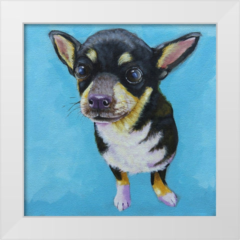 Rachels Dog White Modern Wood Framed Art Print by Stewart, Lucia