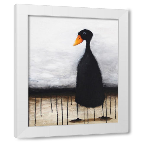 The Black Duck White Modern Wood Framed Art Print by Stewart, Lucia