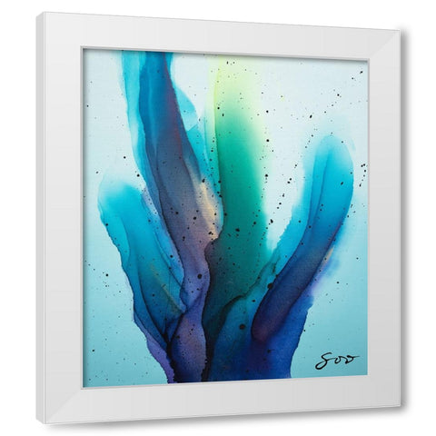 Blue Romance White Modern Wood Framed Art Print by SoosooStudios