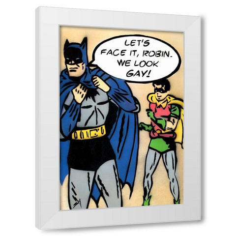 Bat Gay White Modern Wood Framed Art Print by Sly, Juan