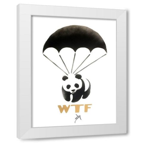 WTF White Modern Wood Framed Art Print by Sly, Juan