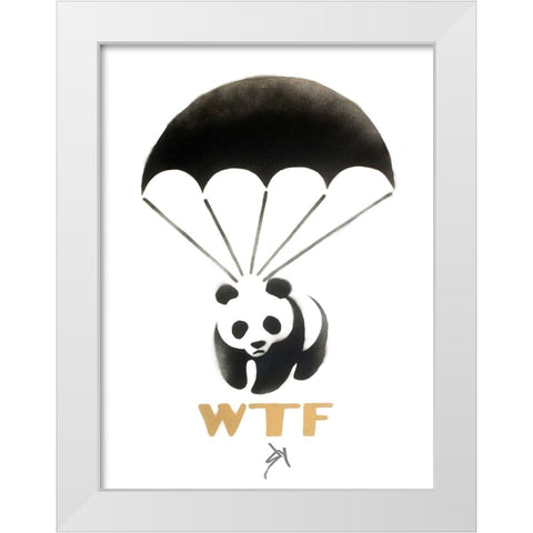 WTF White Modern Wood Framed Art Print by Sly, Juan