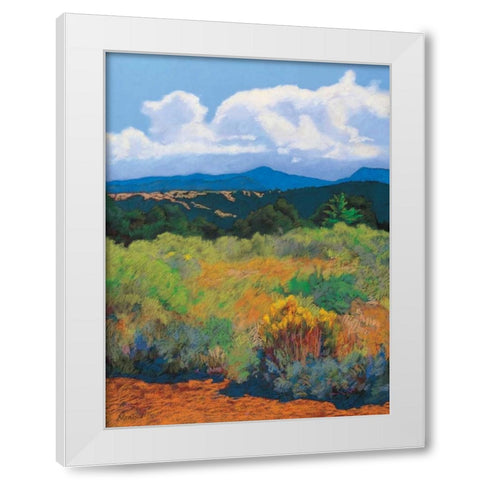 Distant Hills White Modern Wood Framed Art Print by Silverwood, Mary