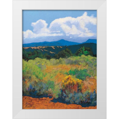 Distant Hills White Modern Wood Framed Art Print by Silverwood, Mary