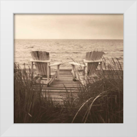 Beach Chairs White Modern Wood Framed Art Print by Triebert, Christine