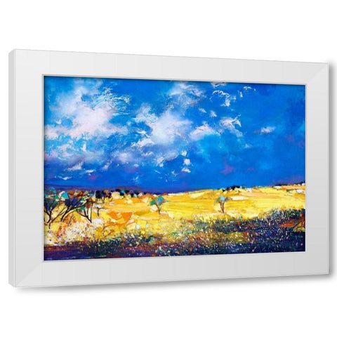 Canola Flowers White Modern Wood Framed Art Print by Turton, John