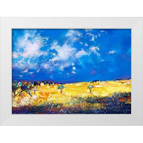 Canola Flowers White Modern Wood Framed Art Print by Turton, John