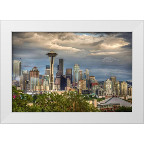 Seattle White Modern Wood Framed Art Print by Taite, Larry J.