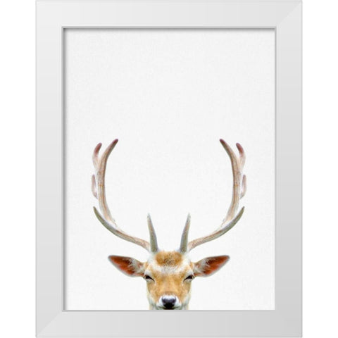 Deer White Modern Wood Framed Art Print by Tai Prints