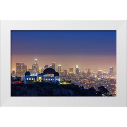 L.A. Skyline with Griffith Observatory White Modern Wood Framed Art Print by Toby Harriman Visuals
