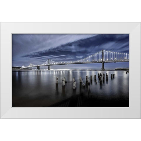 The Bay Lights White Modern Wood Framed Art Print by Toby Harriman Visuals