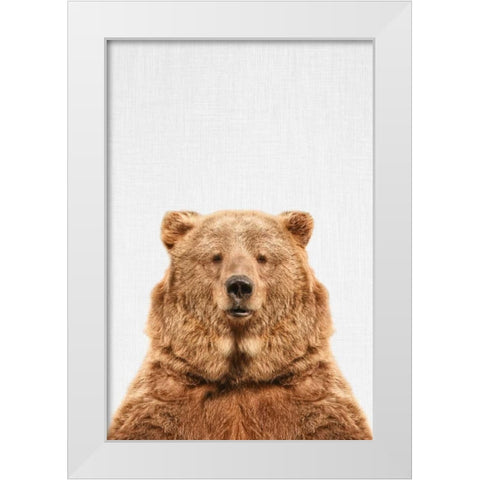 Bear White Modern Wood Framed Art Print by Tai Prints