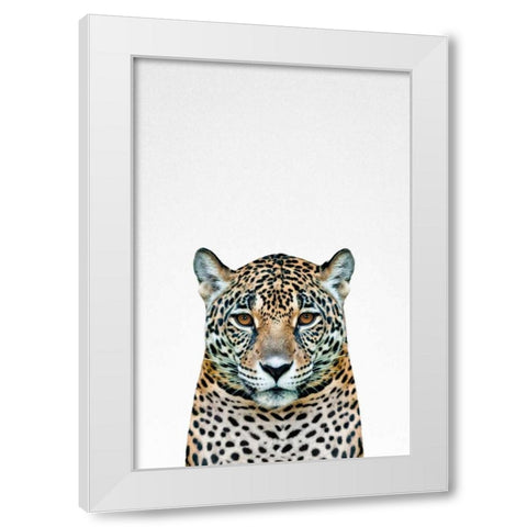 Leopard White Modern Wood Framed Art Print by Tai Prints