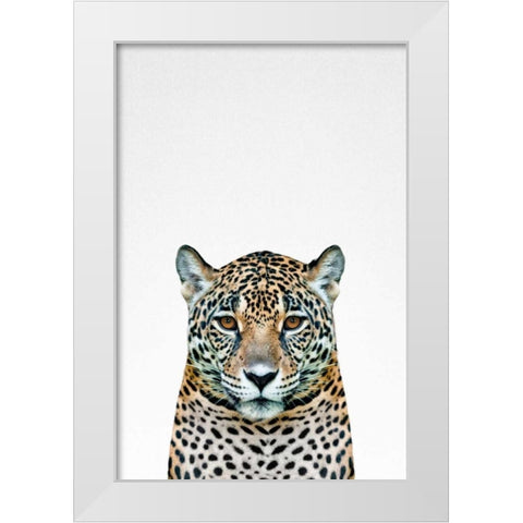 Leopard White Modern Wood Framed Art Print by Tai Prints