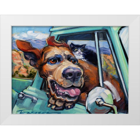 Love Travels White Modern Wood Framed Art Print by Townsend, Connie R.