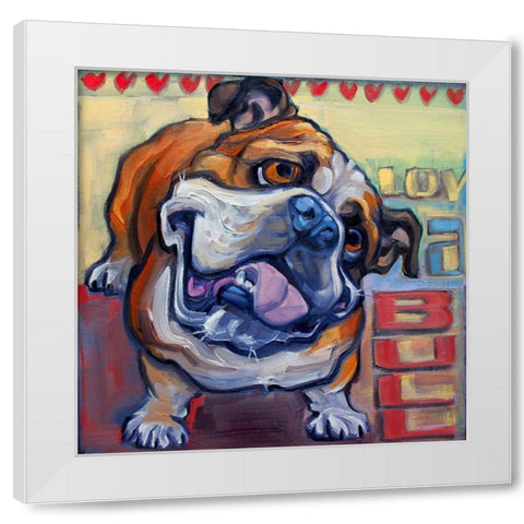 Loveabull White Modern Wood Framed Art Print by Townsend, Connie R.