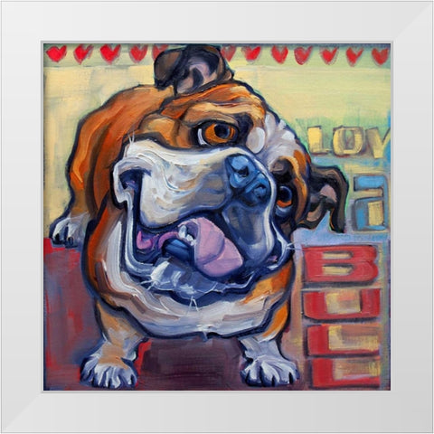 Loveabull White Modern Wood Framed Art Print by Townsend, Connie R.