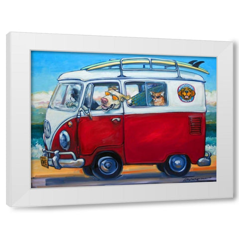 Sunglass Mutt White Modern Wood Framed Art Print by Townsend, Connie R.