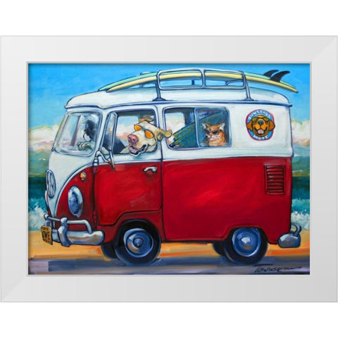 Sunglass Mutt White Modern Wood Framed Art Print by Townsend, Connie R.