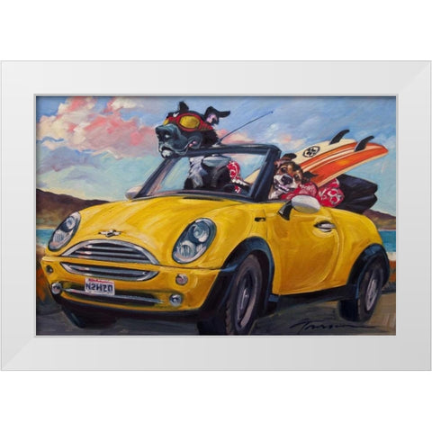 Sunup Surfdogs White Modern Wood Framed Art Print by Townsend, Connie R.