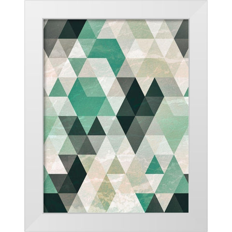 Triangle Pattern White Modern Wood Framed Art Print by Tai Prints