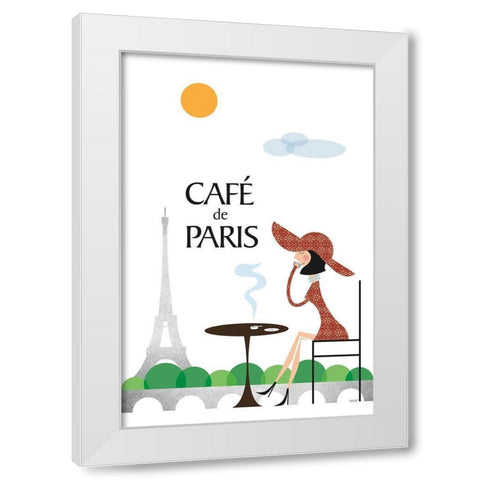 Cafe de Paris White Modern Wood Framed Art Print by Tomas Design