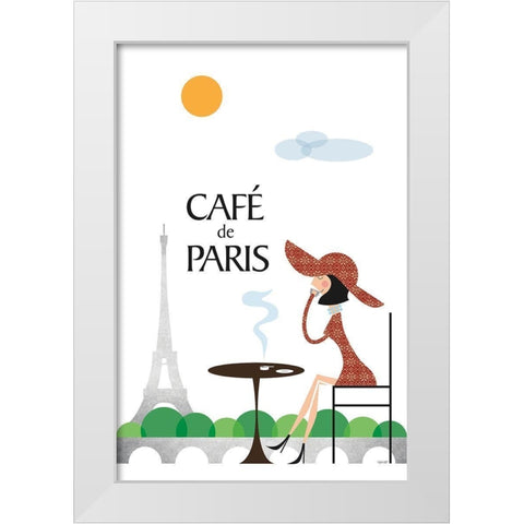 Cafe de Paris White Modern Wood Framed Art Print by Tomas Design