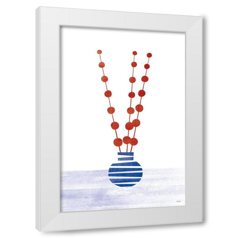 Flowers White Modern Wood Framed Art Print by Tomas Design