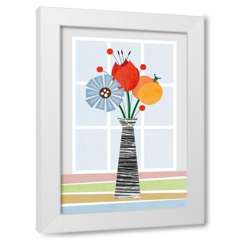 Flowers in Colour White Modern Wood Framed Art Print by Tomas Design