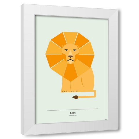 Lion White Modern Wood Framed Art Print by Tomas Design