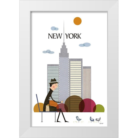 New York White Modern Wood Framed Art Print by Tomas Design