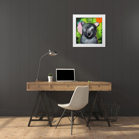 A Curious Companion White Modern Wood Framed Art Print by The Secret Hermit