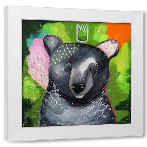 A Curious Companion White Modern Wood Framed Art Print by The Secret Hermit