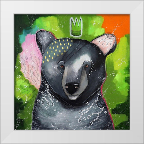 A Curious Companion White Modern Wood Framed Art Print by The Secret Hermit