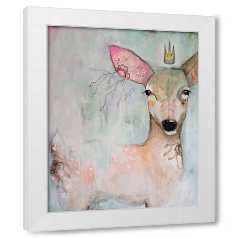 The Woodland Wanderer White Modern Wood Framed Art Print by The Secret Hermit