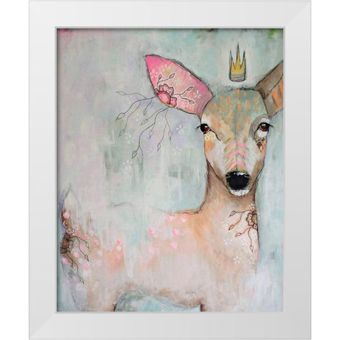The Woodland Wanderer White Modern Wood Framed Art Print by The Secret Hermit