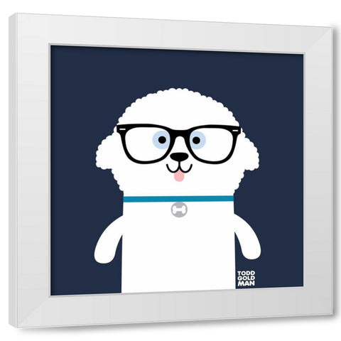 Bow Wow Bichon Frise White Modern Wood Framed Art Print by Todd Art