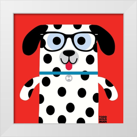 Bow Wow Dalmation White Modern Wood Framed Art Print by Todd Art