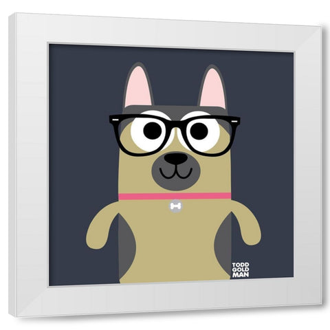 Bow Wow German Shepherd White Modern Wood Framed Art Print by Todd Art