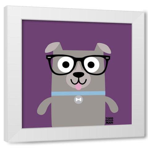 Bow Wow Pitt Bull White Modern Wood Framed Art Print by Todd Art