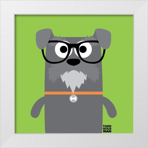 Bow Wow Schnauzer White Modern Wood Framed Art Print by Todd Art