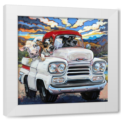 Cattle Drive White Modern Wood Framed Art Print by Townsend, CR