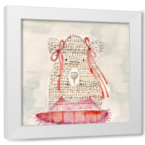 Ballerina Bear White Modern Wood Framed Art Print by Timbrook, Natalie